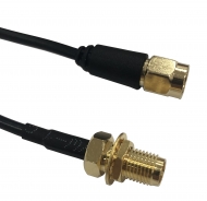 RF Cable Assembly, RP SMA (M) ST RG174 1M with RP SMA F Bulkhead