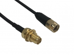 RF Cable Assembly, RP SMA (M) ST RG174 5M with RP SMA F Bulkhead